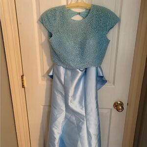 Sherri Hill Sky Blue Beaded Prom Dress